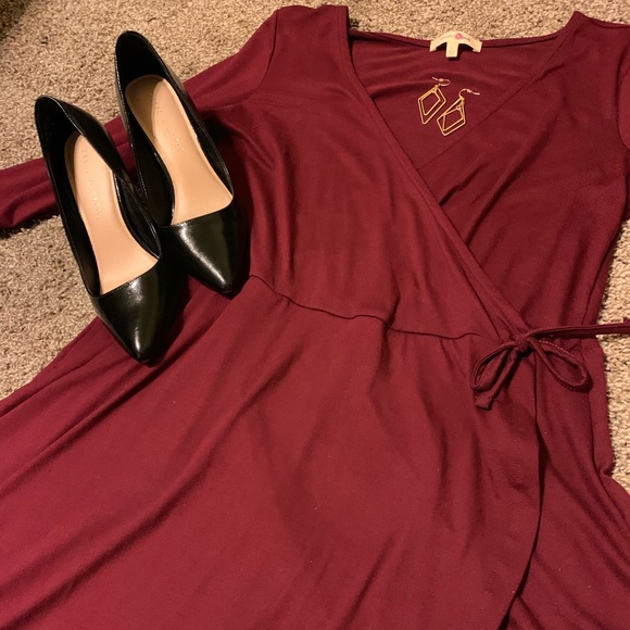 Wishful Park Dresses & Skirts - Wishful Park Maroon Wrap Dress